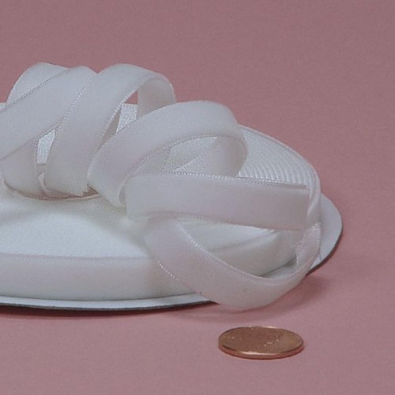 White Velvet Ribbon, 3/8" X 25Yd
